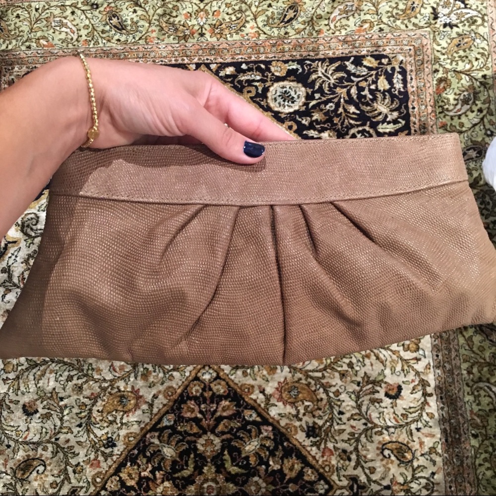 Tan Lauren Merkin leather clutch